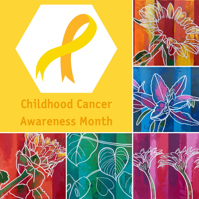 Five Floral Mini Fundraising Paintings For The Kids' Cancer Project